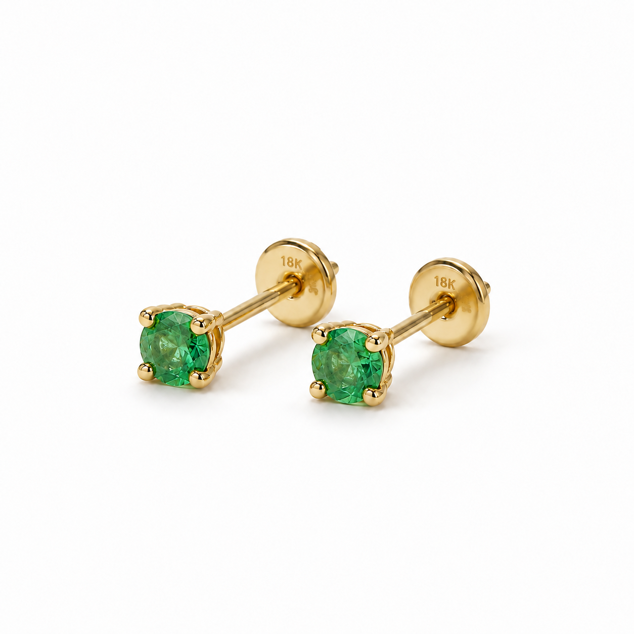 Topos Facet Esmeralda Redonda — Oro 18K