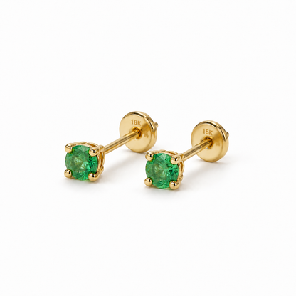 Topos Facet Esmeralda Redonda — Oro 18K