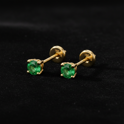 Topos Facet Esmeralda Redonda — Oro 18K