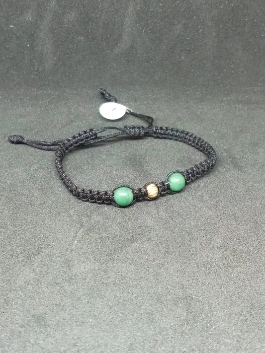 Pulsera Tejida Jade Laminado en Oro - Verde sereno - joyería artesanal FACET