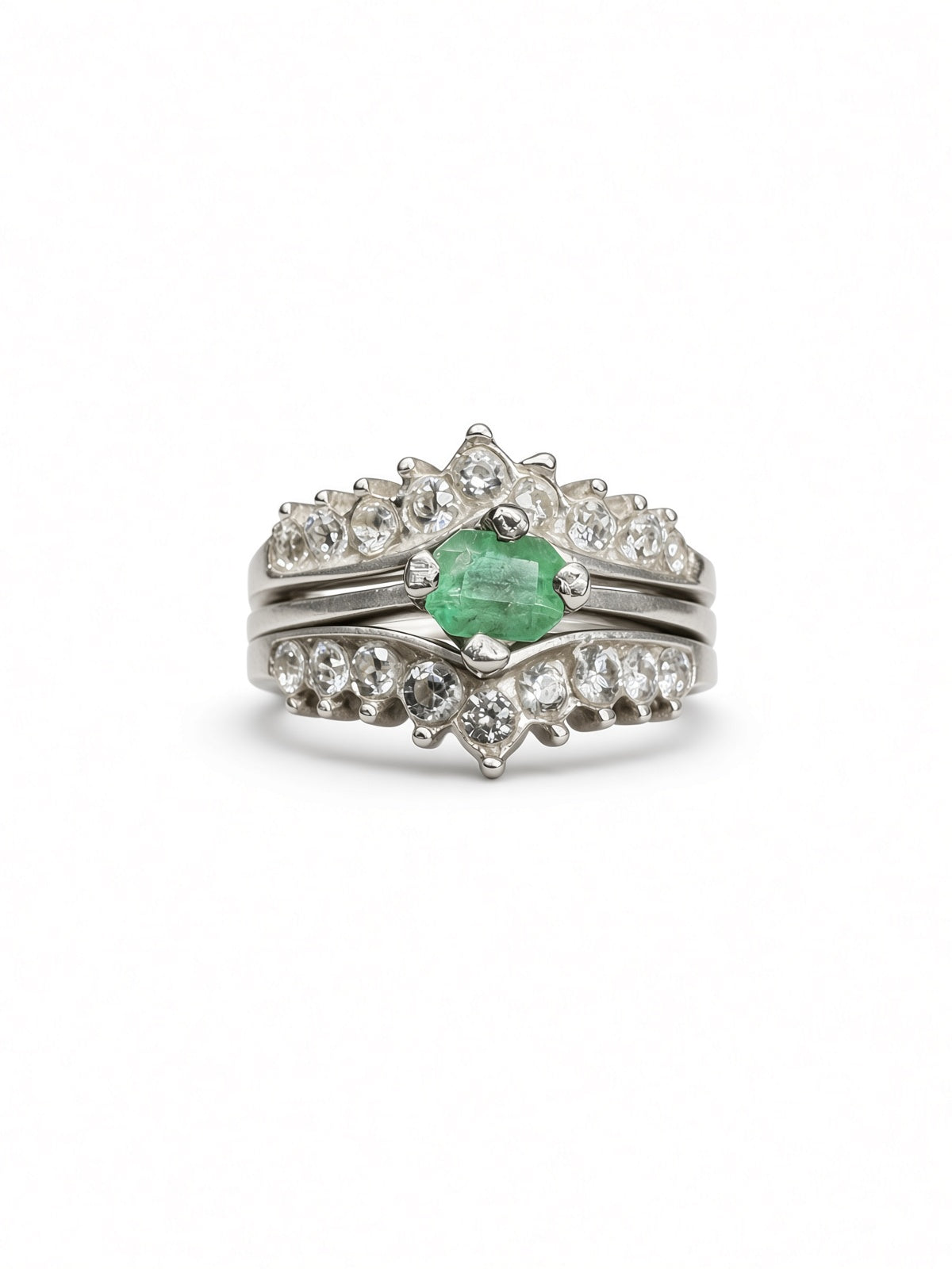 Anillo Tiara Esmeralda Natural